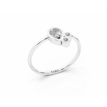 Ring with central 0.35ct Pear Cut diamond and 0.02ct round side diamonds