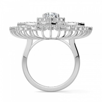 Ring with 1.01ct Pear Cut center diamond and 1.29ct round diamonds