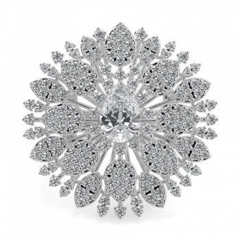 Ring with 1.01ct Pear Cut center diamond and 1.29ct round diamonds