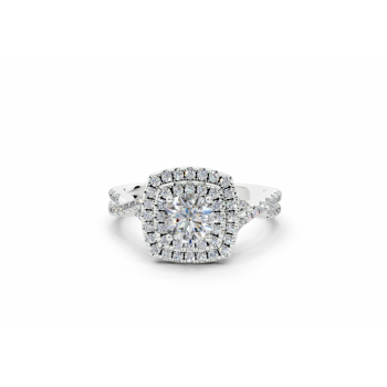 Ring with 0.47ct round center diamond and 0.49ct side diamonds