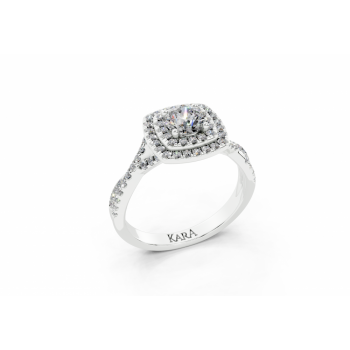 Ring with 0.47ct round center diamond and 0.49ct side diamonds