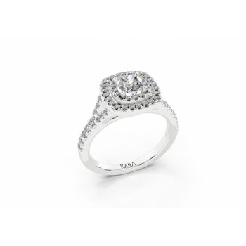 Ring with 0.47ct Cushion Cut Center diamond and 0.37ct side diamonds