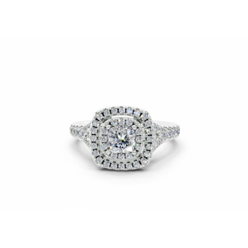 Ring with 0.47ct Cushion Cut Center diamond and 0.37ct side diamonds
