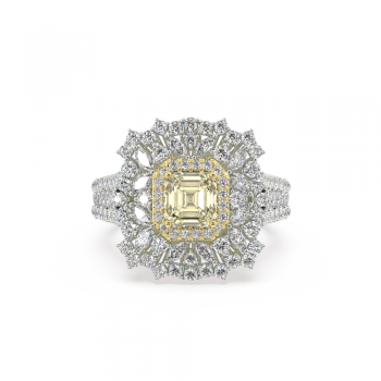 Ring with 1.04 ct Fancy Diamond and 1.30 ct Mix Diamonds