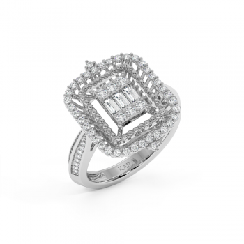Ring with 0.13 ct Baget Diamonds and 0.46 ct round diamonds