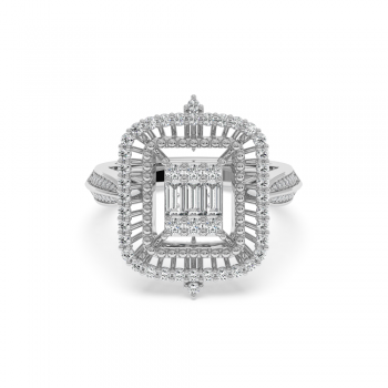 Ring with 0.13 ct Baget Diamonds and 0.46 ct round diamonds