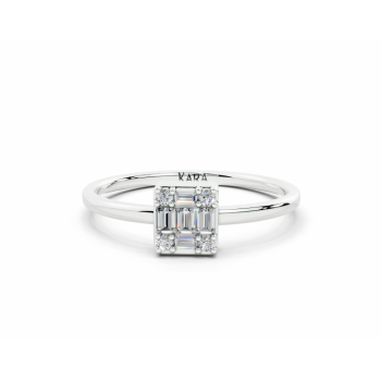 Ring with 0.13ct baget and 0.03ct round diamonds