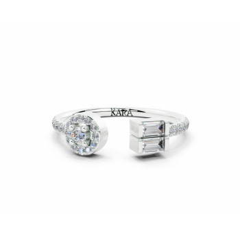Ring with 0.14ct baget and 0.15ct round diamonds