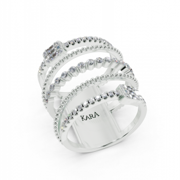 Ring with 0.15ct baget and 0.46ct round diamonds