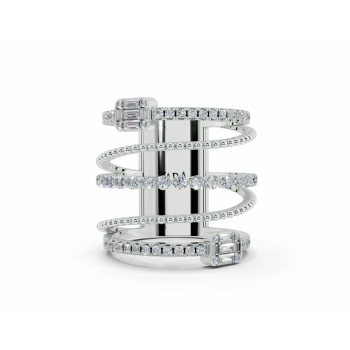 Ring with 0.15ct baget and 0.46ct round diamonds