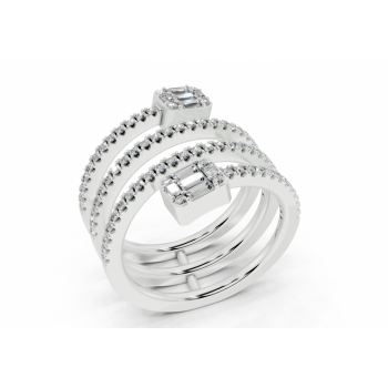 Ring with 0.19ct baget and 0.41ct round diamonds