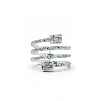 Ring with 0.19ct baget and 0.41ct round diamonds