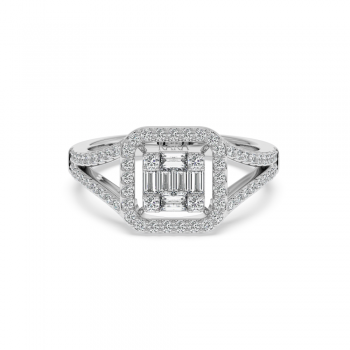 Ring with 0.20ct Baget Diamonds and 0.30ct Round Diamonds