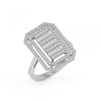 Ring with 0.23 ct Baget Diamonds and 0.67 ct round diamonds