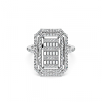 Ring with 0.23 ct Baget Diamonds and 0.67 ct round diamonds