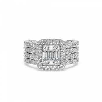 Ring with 0.23 ct Baget Diamonds and 1.47 ct round diamonds