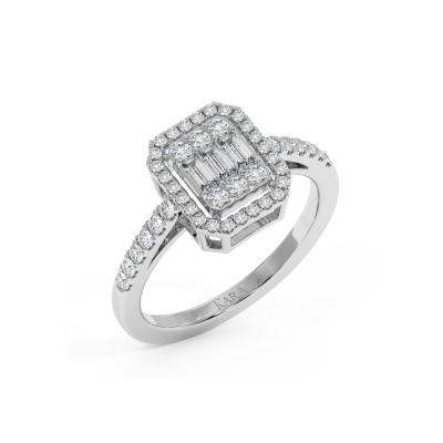 Ring with 0.25 ct baget diamonds and 0.33 ct round diamonds