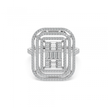 Ring with 0.27 ct Baget Diamonds and 0.82 ct round diamonds