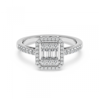 Ring with 0.28ct Baget Diamonds and 0.45 ct round diamonds