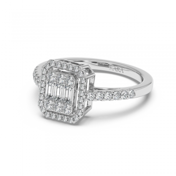 Ring with 0.28ct Baget Diamonds and 0.45 ct round diamonds