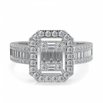 Ring with 0.31 ct Baget Diamonds and 0.39 ct round diamonds
