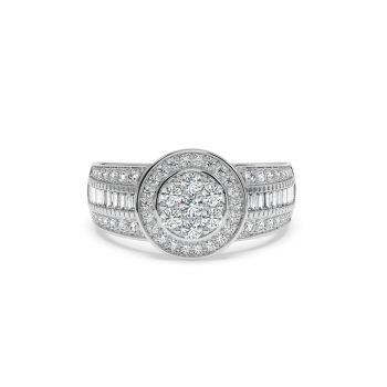 Ring with 0.36 ct Baget Diamonds and 0.65 ct round diamonds