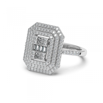 Ring with 0.40 ct Baget Diamonds and 0.60 ct round diamonds
