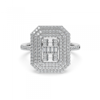 Ring with 0.40 ct Baget Diamonds and 0.60 ct round diamonds