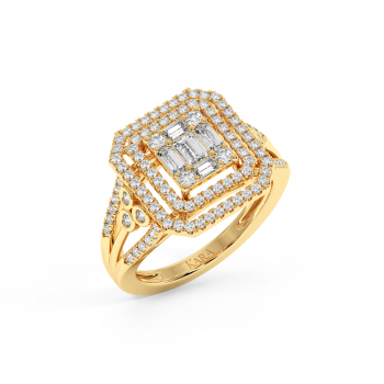 Ring with 0.38 ct Baget Diamonds and 0.84 ct round diamonds