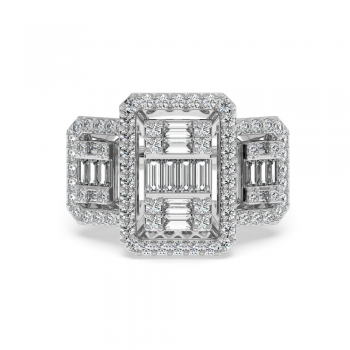 Ring with 0.46 ct Baget Diamonds and 0.86 ct round diamonds