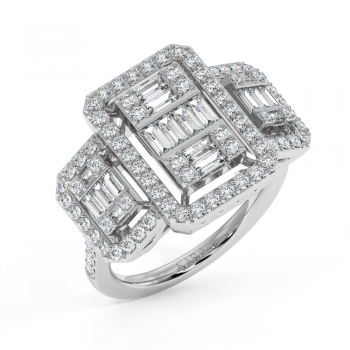 Ring with 0.46 ct Baget Diamonds and 0.86 ct round diamonds