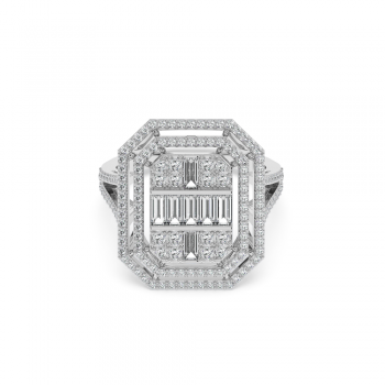 Ring with 0.54 ct Baget Diamonds and 0.85 ct round diamonds