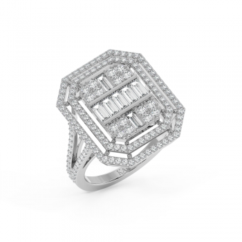 Ring with 0.54 ct Baget Diamonds and 0.85 ct round diamonds
