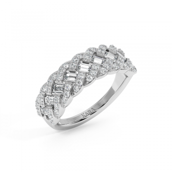 Ring with 0.56ct Baget Diamonds and 0.35ct Round Diamonds