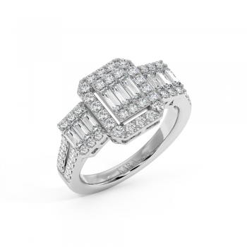 Ring with 0.73ct Baget Diamonds and 0.67ct Round Diamonds