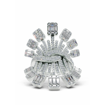 Ring with 1.36ct baget diamonds and 0.81ct round diamonds