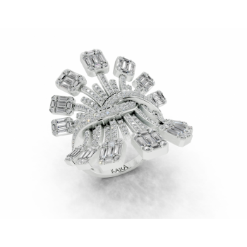 Ring with 1.36ct baget diamonds and 0.81ct round diamonds