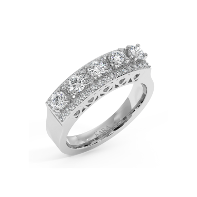 Ring with center diamonds of 0.92 ct and side diamonds of 0.33 ct