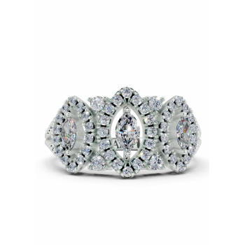 Ring with 0.21ct Marquise Cut Center Diamonds and 0.33ct Round Side Diamonds