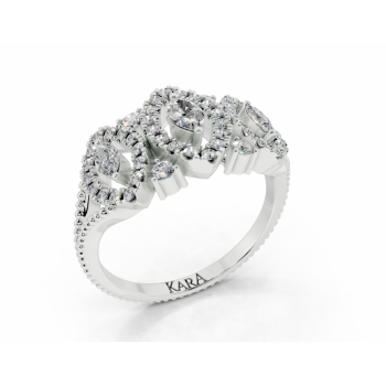 Ring with 0.21ct Marquise Cut Center Diamonds and 0.33ct Round Side Diamonds