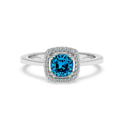 0.07 ct diamond and 0.86 ct blue-topaz ring