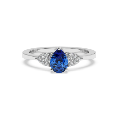 Ring with Diamonds of 0.08 ct and Sapphire of 0.65 ct