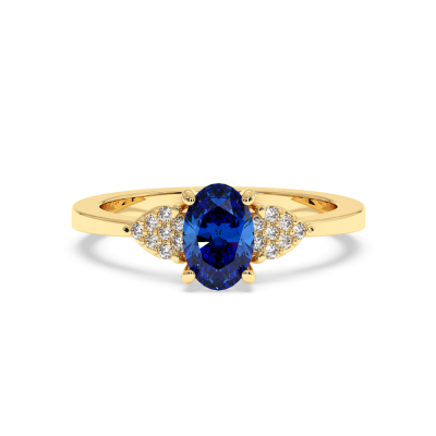 Ring with Diamonds of 0.08 ct and Sapphire of 0.70 ct 