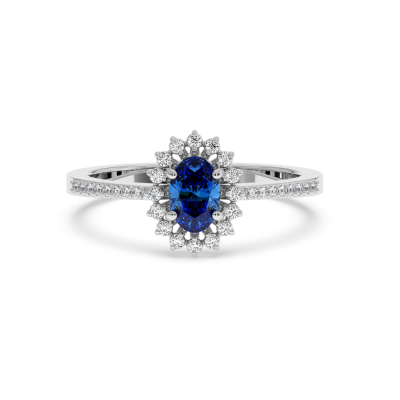 Ring with Diamonds of 0.12 ct and Sapphire of 0.36 ct