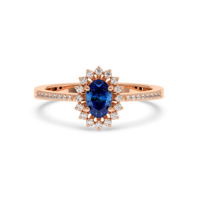 Ring with Diamonds of 0.12 ct and Sapphire of 0.36 ct