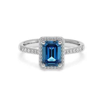 Ring with 0.19 ct Diamonds and 1.83 ct Blue-Topaz