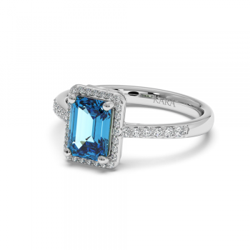Ring with 0.19 ct Diamonds and 1.83 ct Blue-Topaz