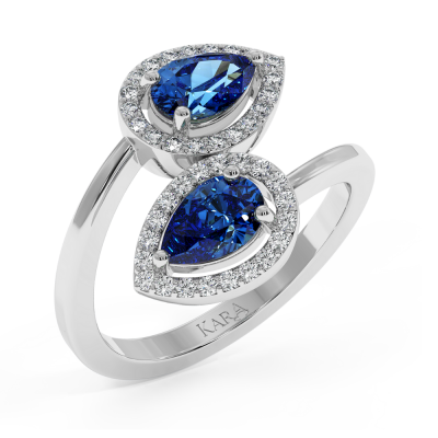 Ring with Diamonds of 0.20 ct and Sapphire of 1.04 ct