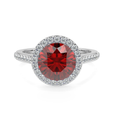 Ring with 0.30 ct Diamonds and 0.54 ct Ruby