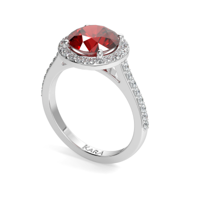 Ring with 0.30 ct Diamonds and 0.54 ct Ruby
